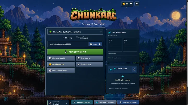 Terraria · Offline QA server · EN