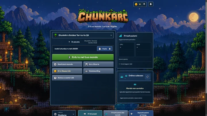 Terraria · Server QA spento · IT