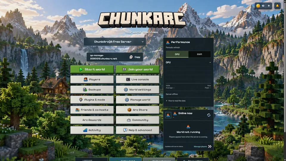 Choose a world and language (EN)
